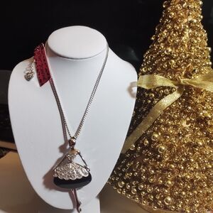 Betsey Johnson Silver and Black Ballerina Necklace